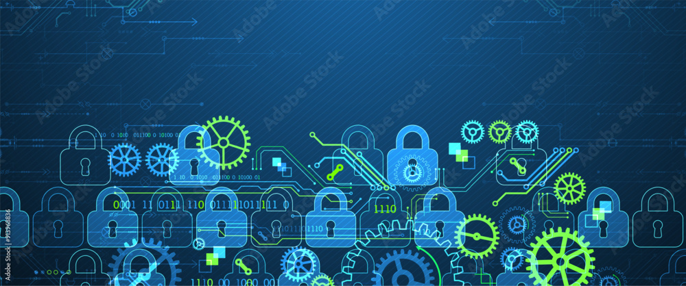 Aufkleber secure digital background. virtual confidential, programming protection. hand drawn vector.