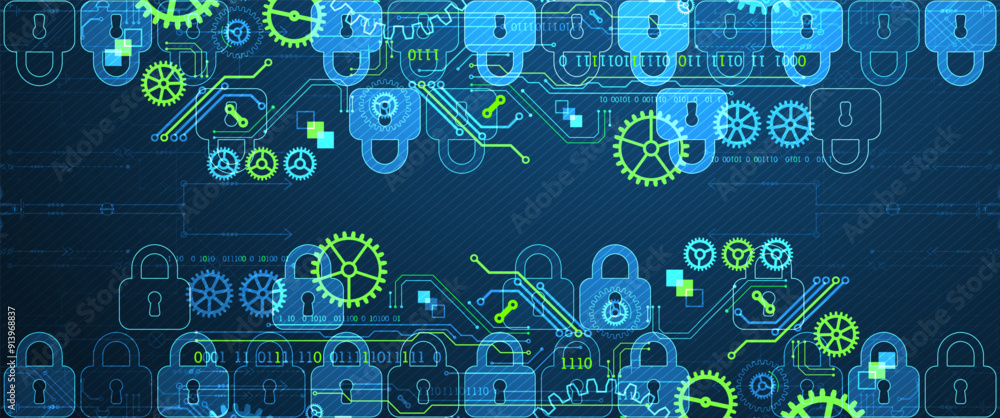 Aufkleber secure digital background. virtual confidential, programming protection. hand drawn vector.