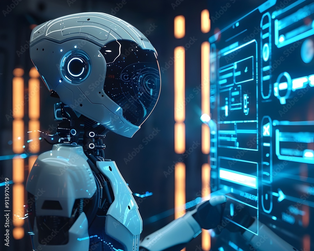 Aufkleber ai powered personal assistant with holographic interface for advanced home technology concept