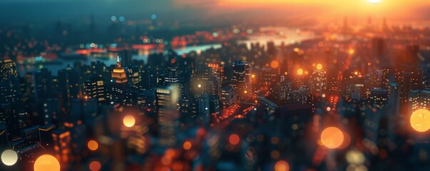 Obraz premium Sparkling city lights at night, 4K hyperrealistic photo