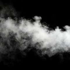 Fototapeta premium Abstract cloud of smoke on black background. White wispy vapor isolated on dark surface.