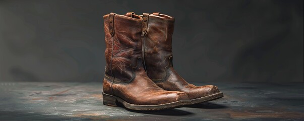 Pair of stylish leather boots, 4K hyperrealistic photo