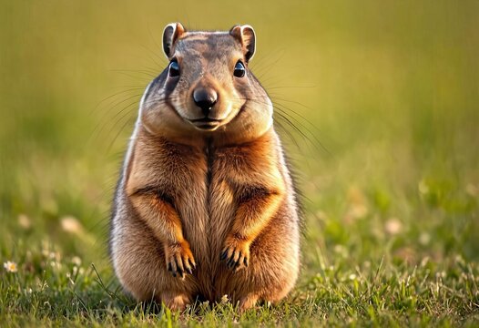 Smiling squirrel in a field of wildflowers