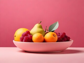 Fruit Plate on a Modern Minimalistic Background. Elegant, food-themed illustration perfect for diverse projects, from culinary marketing to home decor