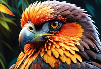 Fototapeta premium Vibrant Parrot with Orange and Blue Feathers