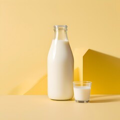 Milk on a Modern Minimalistic Background. Elegant, beverage-themed illustration perfect for diverse projects, from culinary marketing to home decor