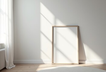 Romantic White Aesthetic Bedroom with Wooden Frame Mockup