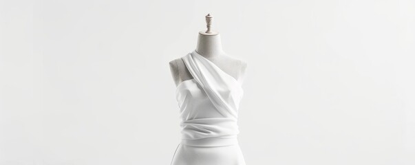 Isolated white dress form on white background, 4K hyperrealistic photo