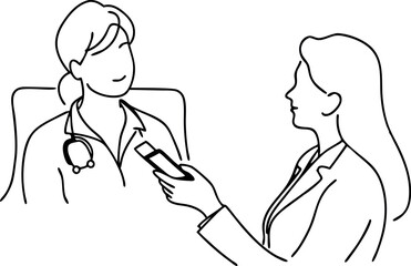 Doctor Consultation with Patient Illustration in Minimalist Style