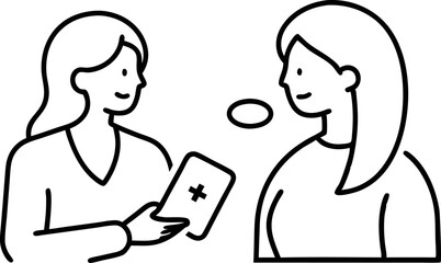 Fototapeta premium Healthcare Consultation Illustration with Two Women Discussing Health
