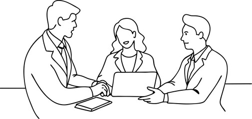 Business Meeting with Three Professionals Discussing Ideas