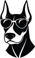 Dog with sunglass head vector logo