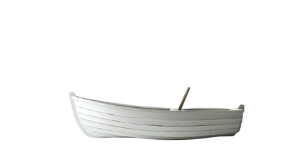 Small white fishing boat on transparent background