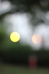 A blurry dreamy view of a bright light.