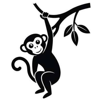  Hanging mankey vector illustration icon