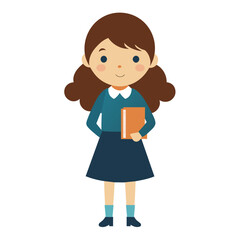  One little schoolgirl vector.