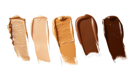 Face foundation on 4 shades on transparent background