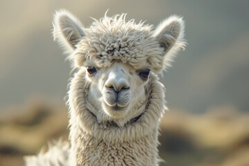 Obraz premium This adorable alpaca is grinning from ear to ear, showcasing its irresistibly fluffy coat.