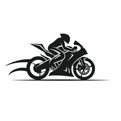Obraz premium Black and White Silhouette of a Motorcycle Rider, generative ai image