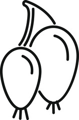 Simple line icon style illustration representing two radishes growing, can be used for different purposes related to healthy food or vegan and vegetarian lifestyle