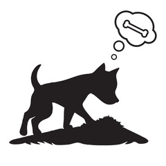 Dog searching for a food or bone silhouette 