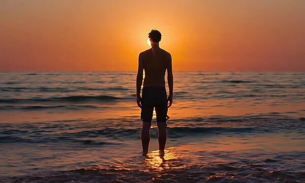 Silhouette of a Man at Sunset