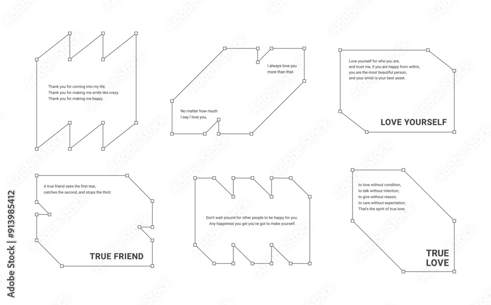 Poster set of simple and minimal style line frame border illustrations. typographic design templates on geo