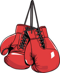 red boxing gloves hanging illustration