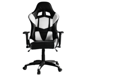 Gaming white chair on transparent background