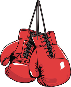red boxing gloves hanging illustration