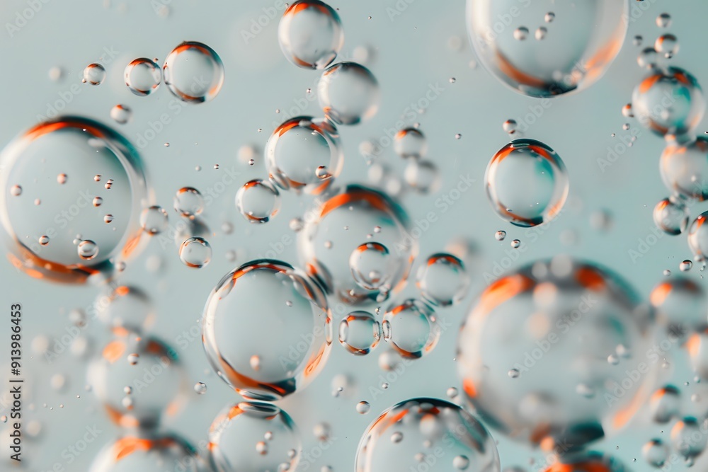 Poster the image is a close up of a large number of small bubbles