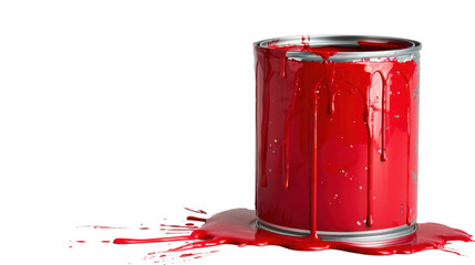 Red paint can on transparent background