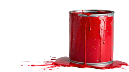 Red paint can on transparent background