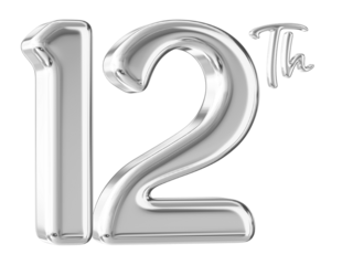12th Anniversary Silver Number 3D