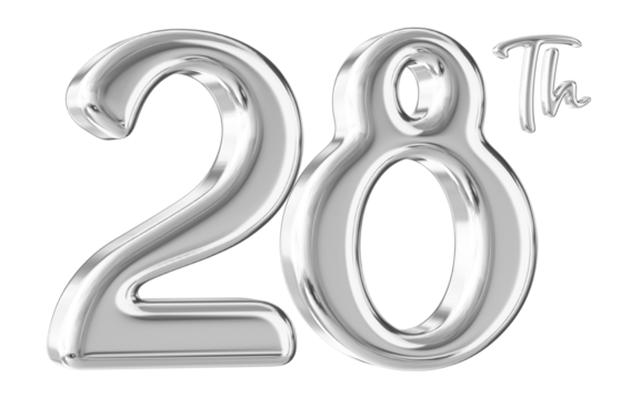 28th Anniversary Silver Number 3D