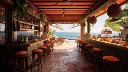 Tropical Beach Bar with Ocean View