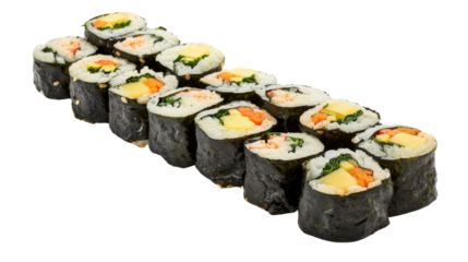 Sushi rolls on transparent background