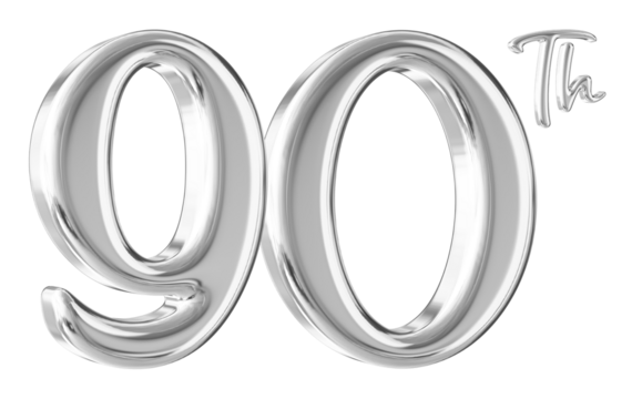 90th Anniversary Silver Number 3D - Powered by Adobe