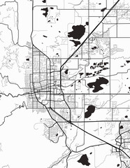 Minimalist white map of Boulder, Colorado – A modern map print highlighting infrastructure of the city, useful for tourism purposes  © Mapique