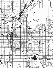 Minimalist white map of Denver, Colorado – A modern map print highlighting infrastructure of the city, useful for tourism purposes
