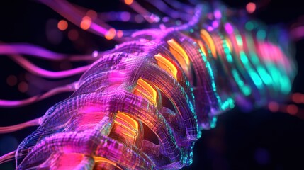 3D render human organs with colourful cables background