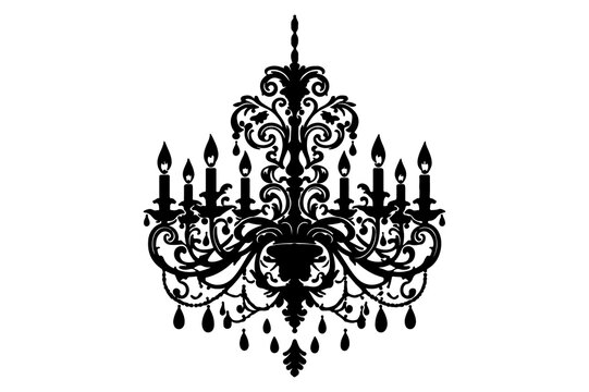 recommend clip art: chandelier silhouette vector illustration - Generative AI