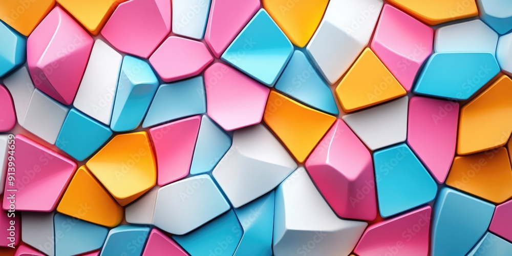 Poster Abstract colorful mosaic background forming a geometric pattern