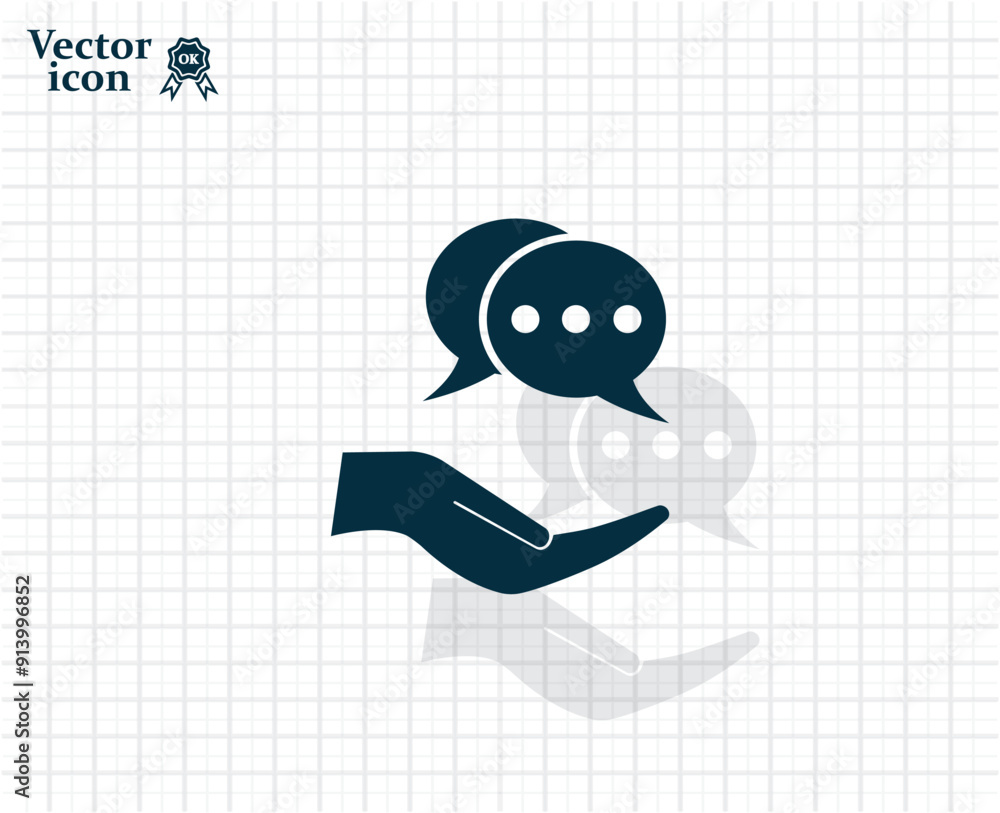 Poster dark colored vector icon with shadow on a light checkered background
