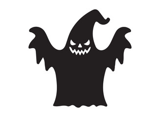 Halloween ghost vector silhouettes. Cute cartoon boos. October night party decoration.