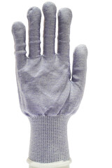 gray woolen gloves isolated white background