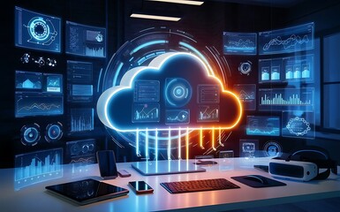 cloud computing concept with tech background