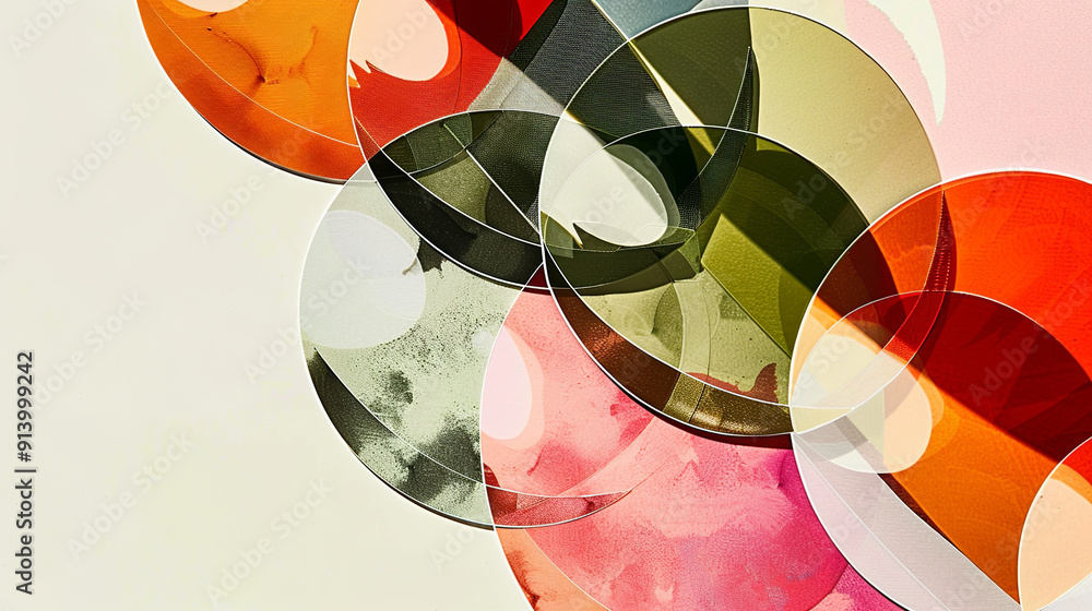 Poster minimalist abstract art with overlapping circles.