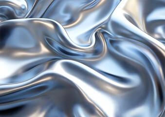 Obraz premium Close-up of luxurious silver fabric with smooth, shiny texture, ideal for backgrounds and design projects.