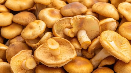 A Bountiful Harvest of Fresh Golden Mushrooms Gathered in Autumn